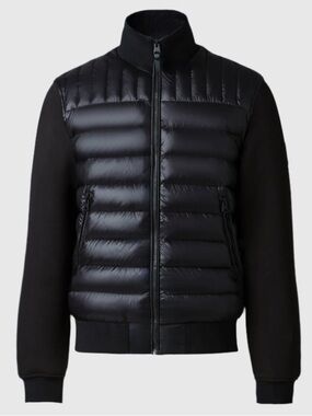 MACKAGE MEN COLLIN-R BLACK L - BRAND NEW MIXED MEDIA BOMBER JACKET